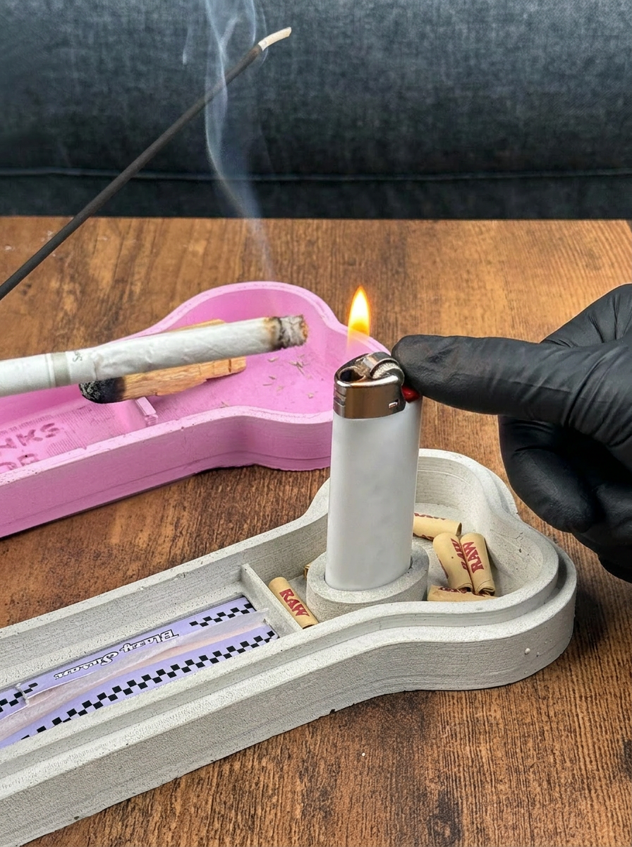 3D Printed "Dogs Days" Bone Concrete Ashtray | Joint Holder & Incense Burner